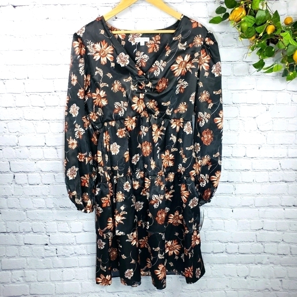 OPHELIA ROE Floral Tiered Midi Dress  Size L